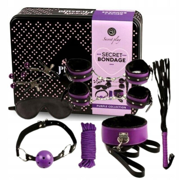 SECRETPLAY - BDSM SET 8PCS PURBLE - BLACK. - INTIM SPACE Online Sexshop