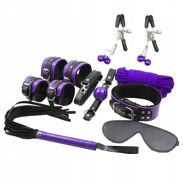 SECRETPLAY - BDSM SET 8PCS PURBLE - BLACK. - INTIM SPACE Online Sexshop