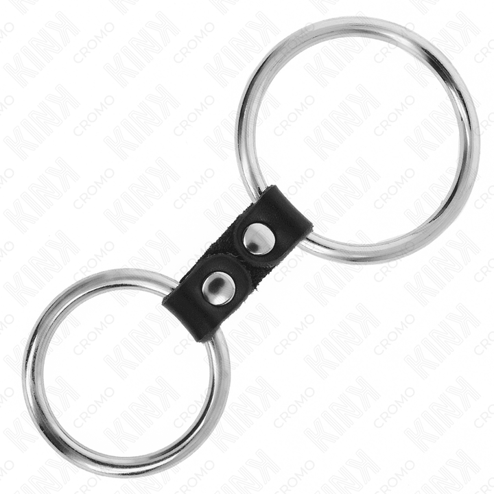 KINK - DOPPELTER PENISRING AUS METALL 3,7 CM BIS - CM VERBUNDEN DURCH LEDERBAND MODELL 2 - INTIM SPACE Online Sexshop