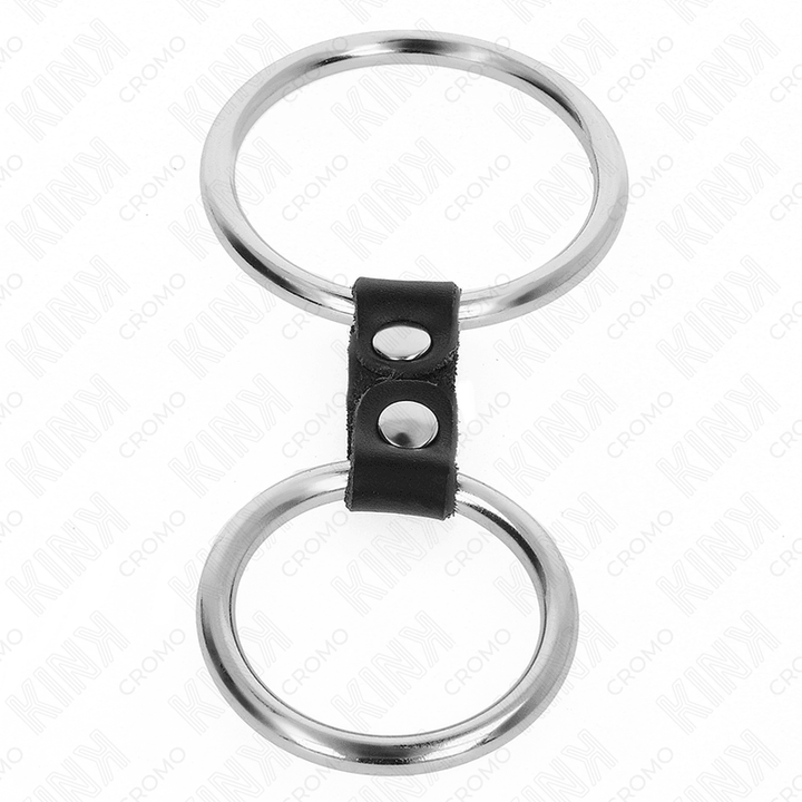 KINK - DOPPELTER PENISRING AUS METALL 3,7 CM BIS - CM VERBUNDEN DURCH LEDERBAND MODELL 2 - INTIM SPACE Online Sexshop