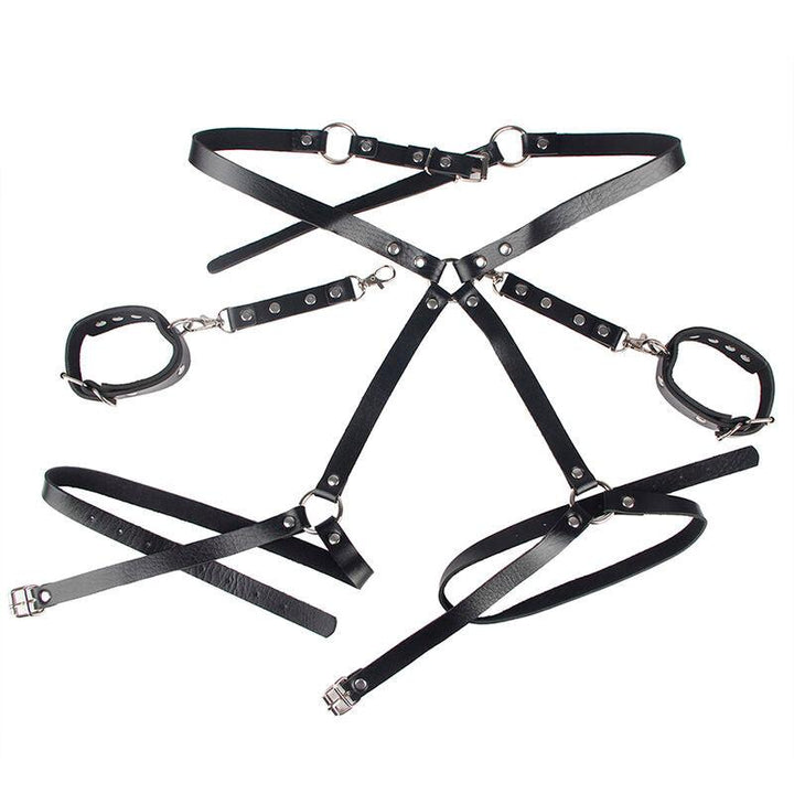 SUBBLIME - 953690 HANDSCHELLEN MIT BONDAGE-GÜRTEL SCHWARZ EINE GRÖSSE - INTIM SPACE Online Sexshop