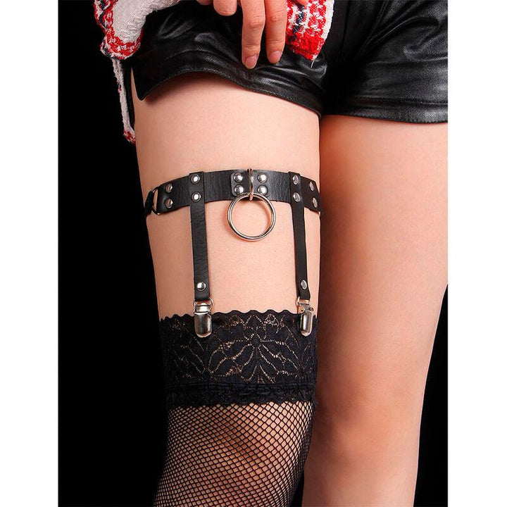 SUBBLIME - 953744 VERSTELLBARES PUNK-STRUMPFHOSE AUS LEDER SCHWARZ EINE GRÖSSE - INTIM SPACE Online Sexshop