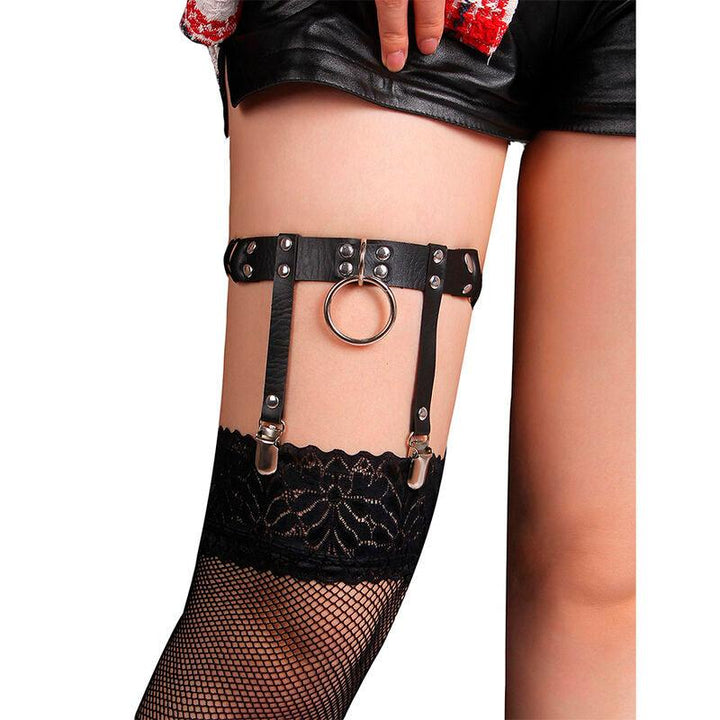 SUBBLIME - 953744 VERSTELLBARES PUNK-STRUMPFHOSE AUS LEDER SCHWARZ EINE GRÖSSE - INTIM SPACE Online Sexshop