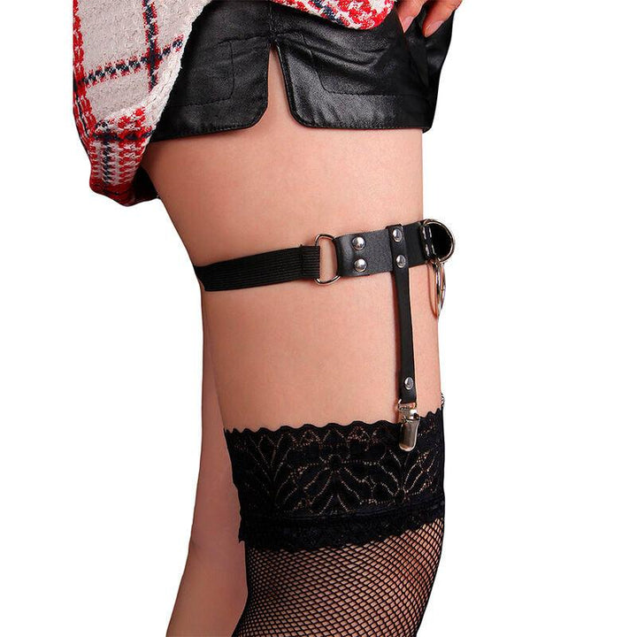 SUBBLIME - 953744 VERSTELLBARES PUNK-STRUMPFHOSE AUS LEDER SCHWARZ EINE GRÖSSE - INTIM SPACE Online Sexshop