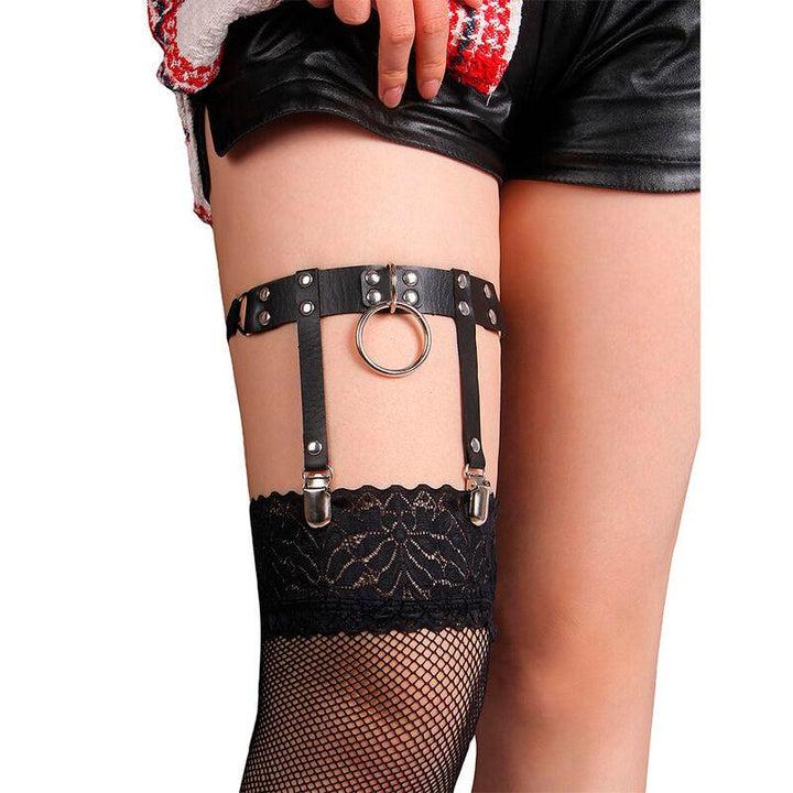 SUBBLIME - 953744 VERSTELLBARES PUNK-STRUMPFHOSE AUS LEDER SCHWARZ EINE GRÖSSE - INTIM SPACE Online Sexshop