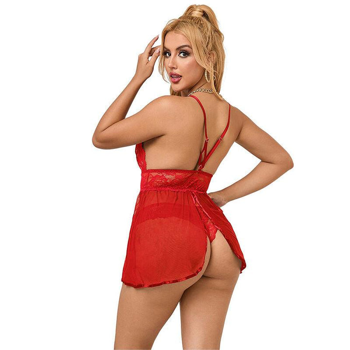 SUBBLIME - 953836 BABYDOLL MIT OFFENEM RÜCKEN ROT S/M - INTIM SPACE Online Sexshop