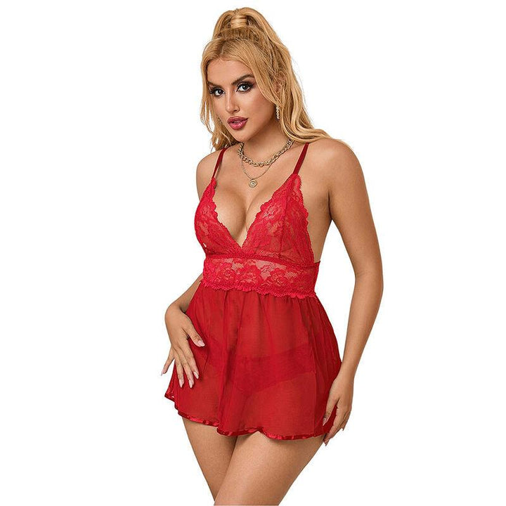 SUBBLIME - 953836 BABYDOLL MIT OFFENEM RÜCKEN ROT S/M - INTIM SPACE Online Sexshop