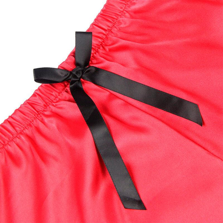 SUBBLIME - 953959 LÄSSIGE SEIDENNACHTHEMD - SPITZENHOSE SCHWARZ/ROT S/M - INTIM SPACE Online Sexshop