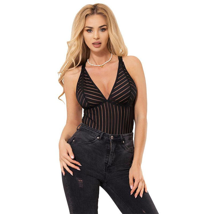 SUBBLIME - 954154 BODY MIT STRUMPFGÜRTEL SCHWARZ L/XL - INTIM SPACE Online Sexshop