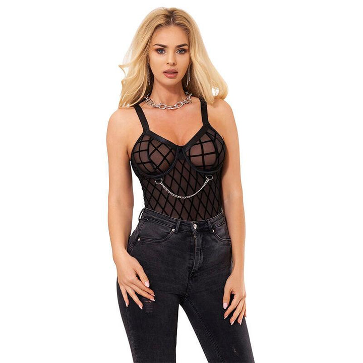 SUBBLIME - 9542277 BODY MIT KETTEN - STRUMPFGÜRTEL SCHWARZ L/XL - INTIM SPACE Online Sexshop