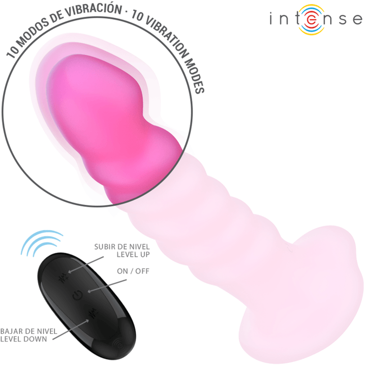 INTENSE - CINDY VIBRATOR GRÖSSE - SPIRALDESIGN 10 VIBRATIONEN ROSA FERNBEDIENUNG - INTIM SPACE Online Sexshop