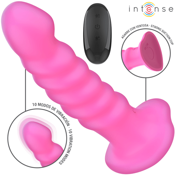 INTENSE - CINDY VIBRATOR GRÖSSE - SPIRALDESIGN 10 VIBRATIONEN ROSA FERNBEDIENUNG - INTIM SPACE Online Sexshop