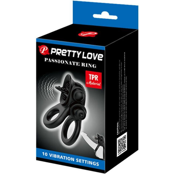 PRETTY LOVE - PASSIONATE RING DOPPELTER VIBRATIONSRING - KLITORIS-STIMULATOR SCHWARZ - INTIM SPACE Online Sexshop