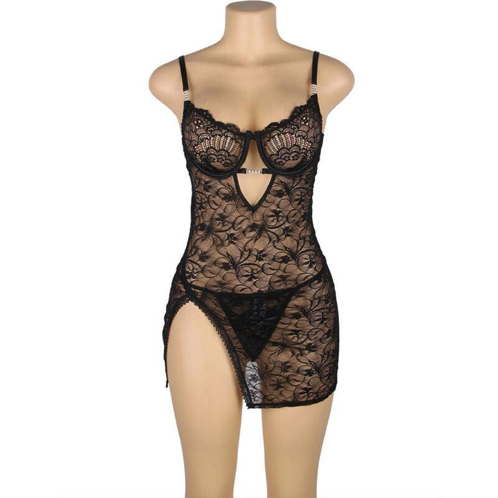 SUBBLIME - 954185 SPITZEN-BABYDOLL MIT VERSTELLBAREN TRÄGERN SCHWARZ S/M - INTIM SPACE Online Sexshop