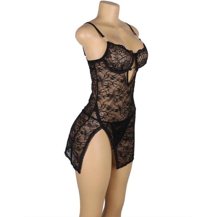 SUBBLIME - 954185 SPITZEN-BABYDOLL MIT VERSTELLBAREN TRÄGERN SCHWARZ S/M - INTIM SPACE Online Sexshop