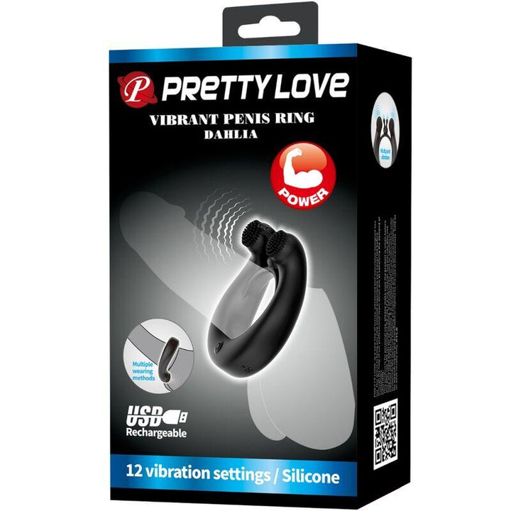 PRETTY LOVE - DAHLIA VIBRATIONSRING - KLITORISSTIMULATOR 12 VIBRATIONEN SCHWARZ - INTIM SPACE Online Sexshop