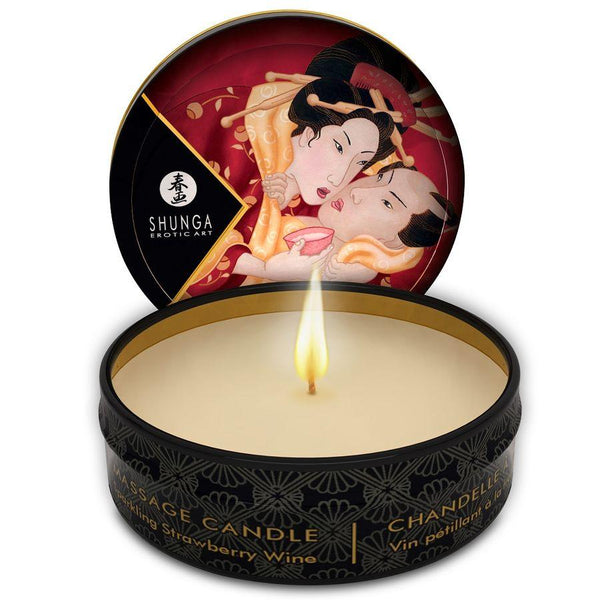 SHUNGA - MINI CARESS BY CANDELIGHT ERDBEERE UND CAVA MASSAGEKERZE 30 ML - INTIM SPACE Online Sexshop