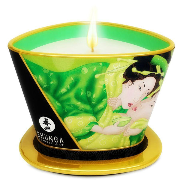 SHUNGA - MINI CARESS BY CANDELIGHT MASSAGEKERZE - GRÜN 170 ML - INTIM SPACE Online Sexshop