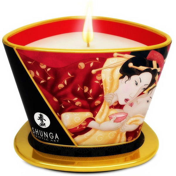 SHUNGA - MINI CARESS BY CANDELIGHT ERDBEERE UND CAVA MASSAGEKERZE 170 ML - INTIM SPACE Online Sexshop