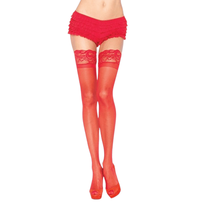 LEG AVENUE - ROTE STRUMPFHOSE MIT SELBSTKLEBENDER SPITZE - INTIM SPACE Online Sexshop