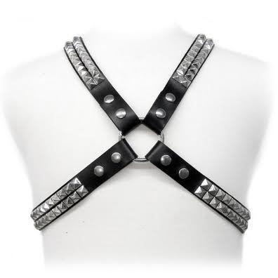 LEATHER BODY - PYRAMID STUD HARNESS - INTIM SPACE Online Sexshop