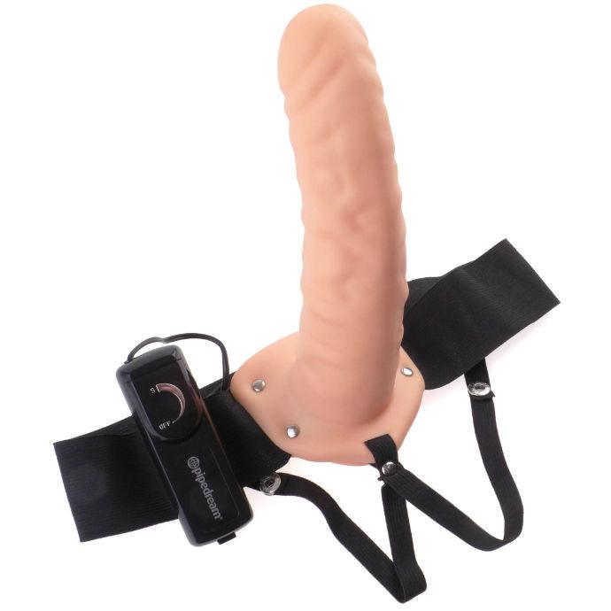 FETISH FANTASY SERIES - 19 CM VIBRIERENDER HOHL-STRAP-ON BRAUN - INTIM SPACE Online Sexshop