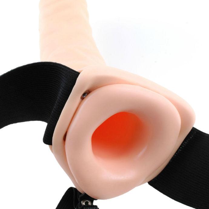 FETISH FANTASY SERIES - 19 CM VIBRIERENDER HOHL-STRAP-ON BRAUN - INTIM SPACE Online Sexshop