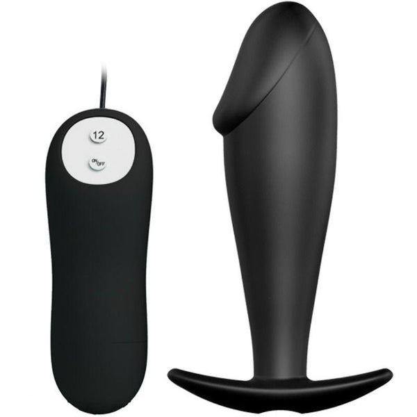 PRETTY LOVE - SILIKON ANAL PLUG PENIS FORM UND 12 VIBRATIONSMODI SCHWARZ - INTIM SPACE Online Sexshop