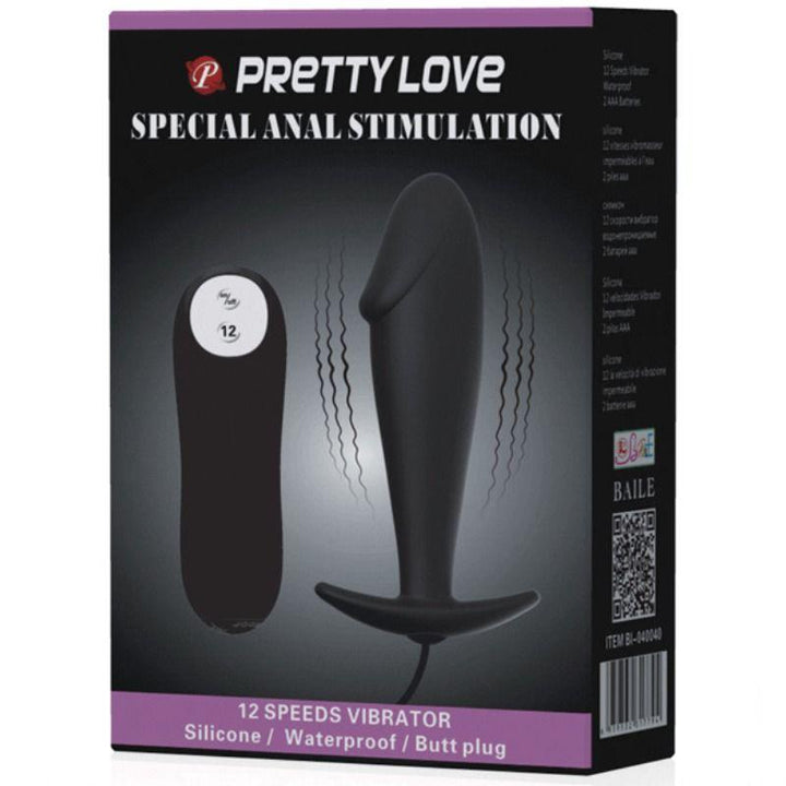 PRETTY LOVE - SILIKON ANAL PLUG PENIS FORM UND 12 VIBRATIONSMODI SCHWARZ - INTIM SPACE Online Sexshop