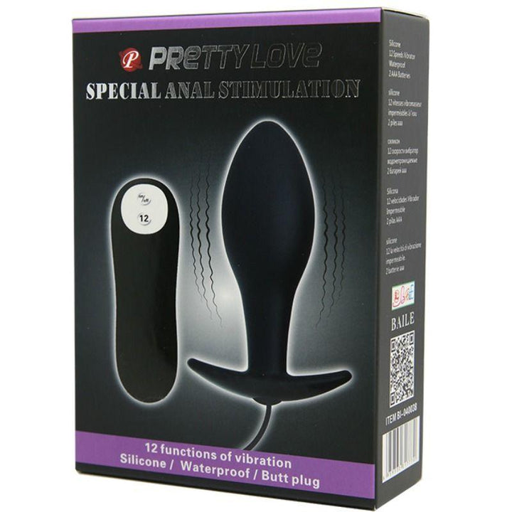 PRETTY LOVE - ANAL PLUG ANKERFORM SILIKON 12 VIBRATIONSMODI SCHWARZ - INTIM SPACE Online Sexshop