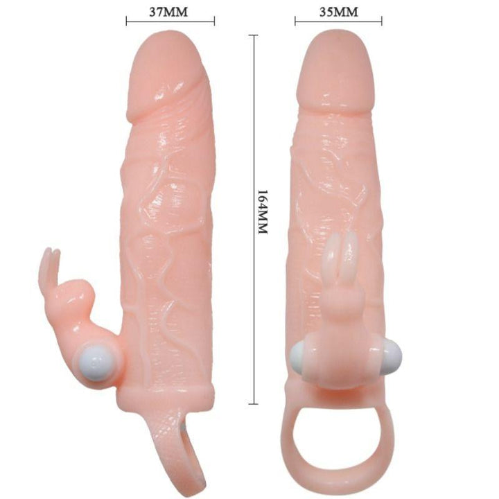 BAILE - BRAVE MAN PENISABDECKUNG MIT KANINCHEN UND DOPPELMOTOR FLEISCH 16.5 CM - INTIM SPACE Online Sexshop