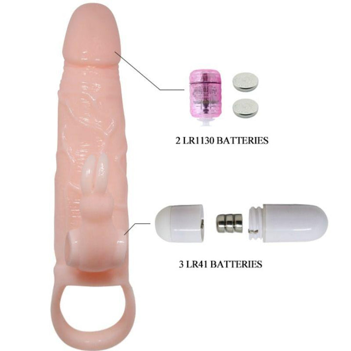 BAILE - BRAVE MAN PENISABDECKUNG MIT KANINCHEN UND DOPPELMOTOR FLEISCH 16.5 CM - INTIM SPACE Online Sexshop