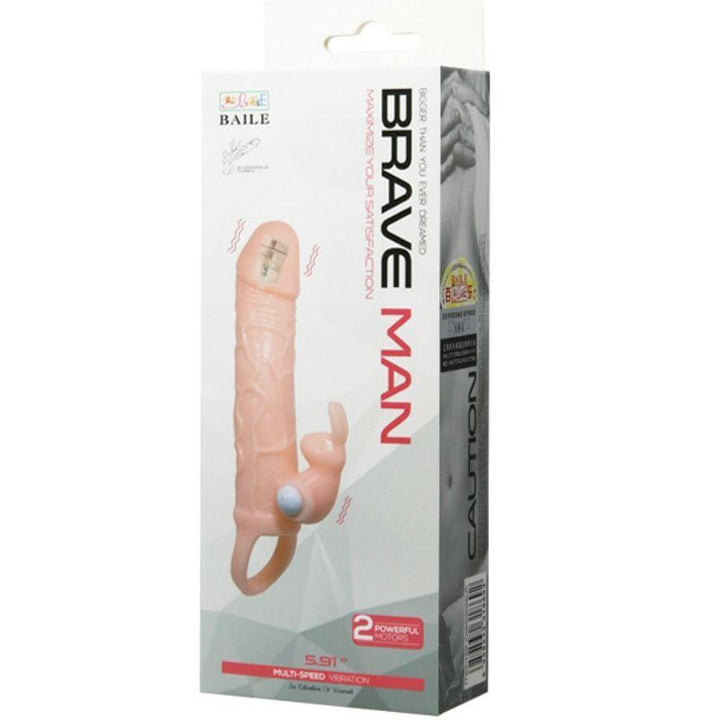 BAILE - BRAVE MAN PENISABDECKUNG MIT KANINCHEN UND DOPPELMOTOR FLEISCH 16.5 CM - INTIM SPACE Online Sexshop