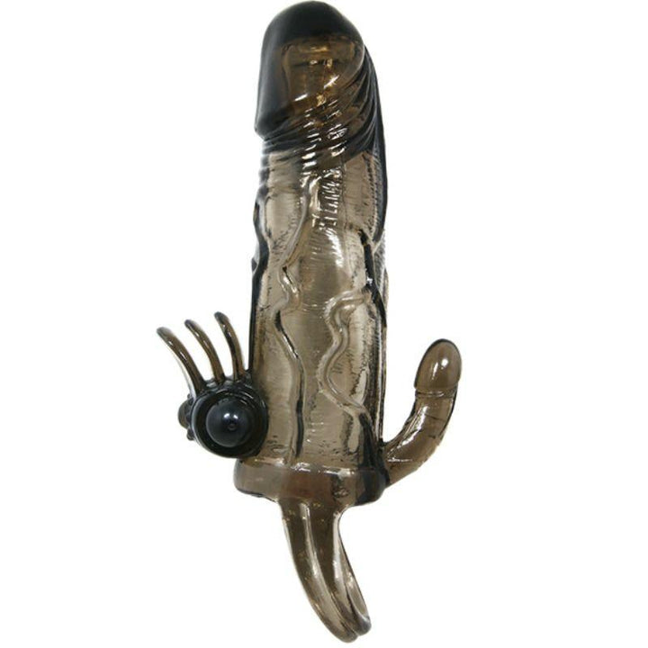 BAILE - BRAVE MAN PENISHÜLLE MIT KLITORIS UND ANALSTIMULATION DOPPELTE KUGEL SCHWARZ 16.5 CM - INTIM SPACE Online Sexshop