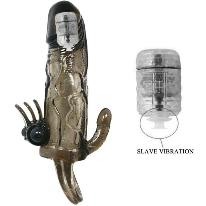 BAILE - BRAVE MAN PENISHÜLLE MIT KLITORIS UND ANALSTIMULATION DOPPELTE KUGEL SCHWARZ 16.5 CM - INTIM SPACE Online Sexshop