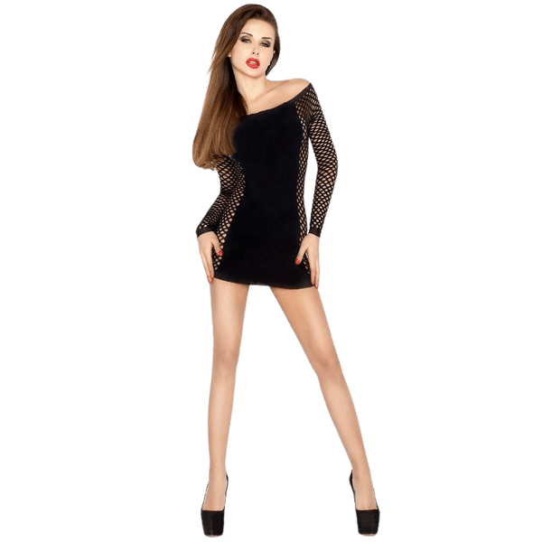 PASSION - WOMAN BS026 SCHWARZER KLEIDERSTIL BODYSTOCKING, EINE GRÖSSE - INTIM SPACE Online Sexshop