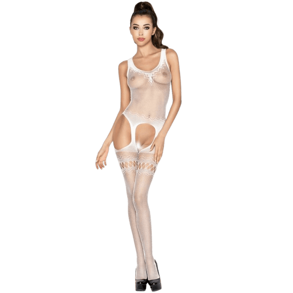 PASSION - WOMAN BS038 WEISSER BODYSTOCKING, EINE GRÖSSE - INTIM SPACE Online Sexshop