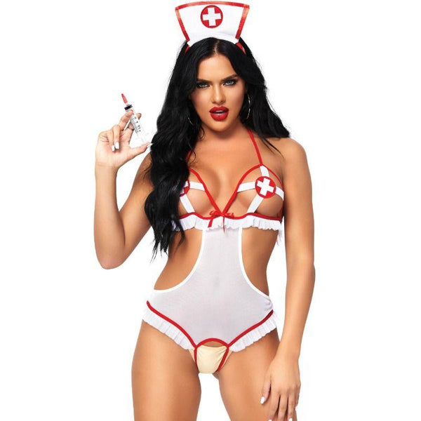 LEG AVENUE - NURSE OFFENER TEDDY OHNE KREUZ, EINE GRÖSSE - INTIM SPACE Online Sexshop