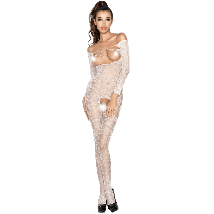 PASSION - WOMAN BS031 WEISSER BODYSTOCKING, EINE GRÖSSE - INTIM SPACE Online Sexshop