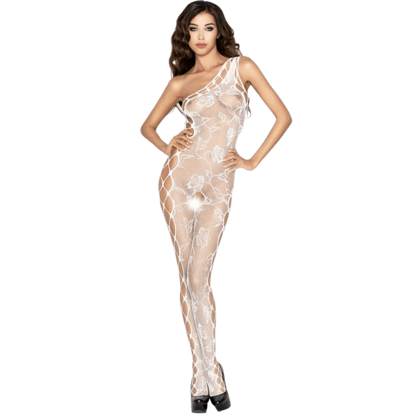 PASSION - WOMAN BS036 WEISSER BODYSTOCKING, EINE GRÖSSE - INTIM SPACE Online Sexshop