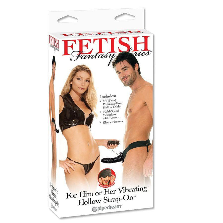 FETISH FANTASY SERIES - VIBRIERENDER HOHL-STRAP-ON FÜR SIE ODER IHN, SCHWARZ - INTIM SPACE Online Sexshop