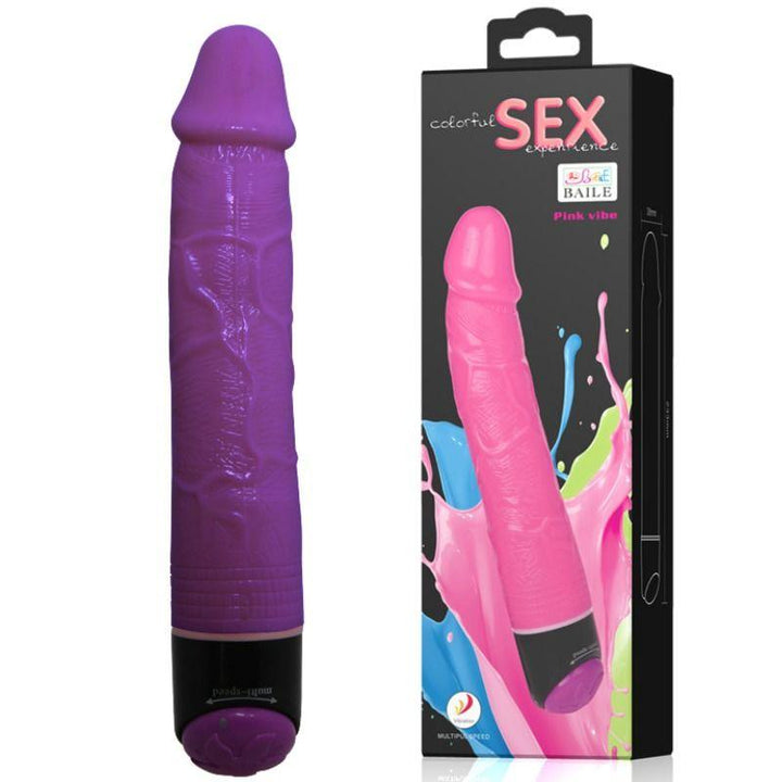 BAILE - BUNTER SEX LILA REALISTISCHER VIBRATOR 23 CM - INTIM SPACE Online Sexshop