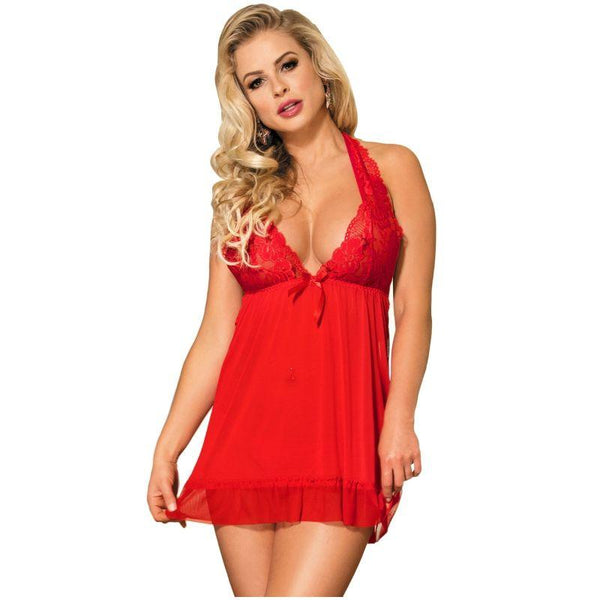 SUBBLIME - BABYDOLL RED FLORAL MOTIVS IN BRÜSTEN - / M. - INTIM SPACE Online Sexshop