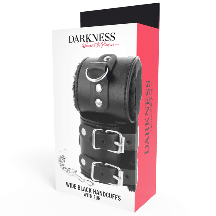 DARKNESS - SCHWARZE, VERSTELLBARE LEDERHANDSCHELLEN MIT FUTTER - INTIM SPACE Online Sexshop