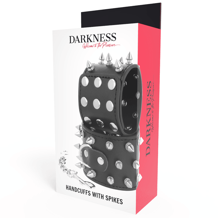 DARKNESS - SKULLS AND BONES SCHWARZE HANDSCHELLEN MIT SPIKES - INTIM SPACE Online Sexshop