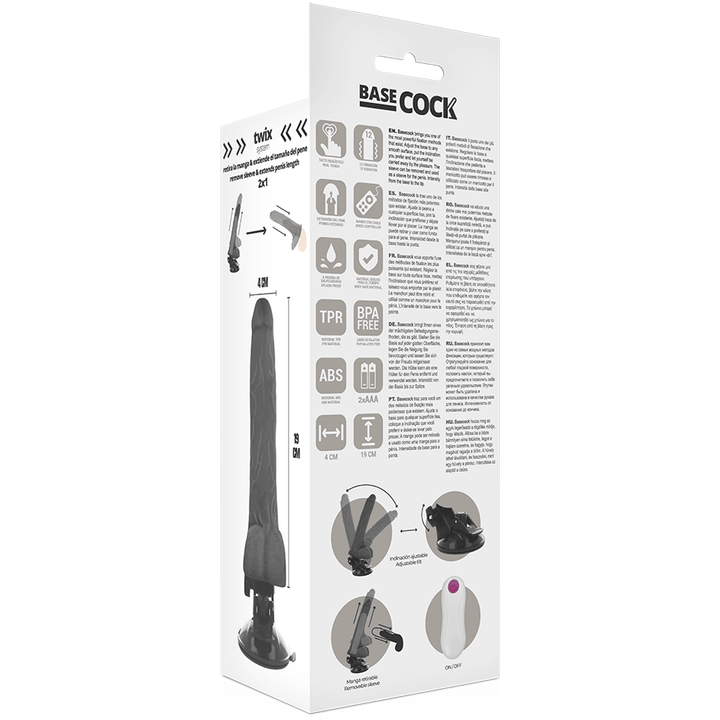 BASECOCK - REALISTISCHER VIBRATOR MIT FERNBEDIENUNG SCHWARZ 19 CM -O- - CM - INTIM SPACE Online Sexshop