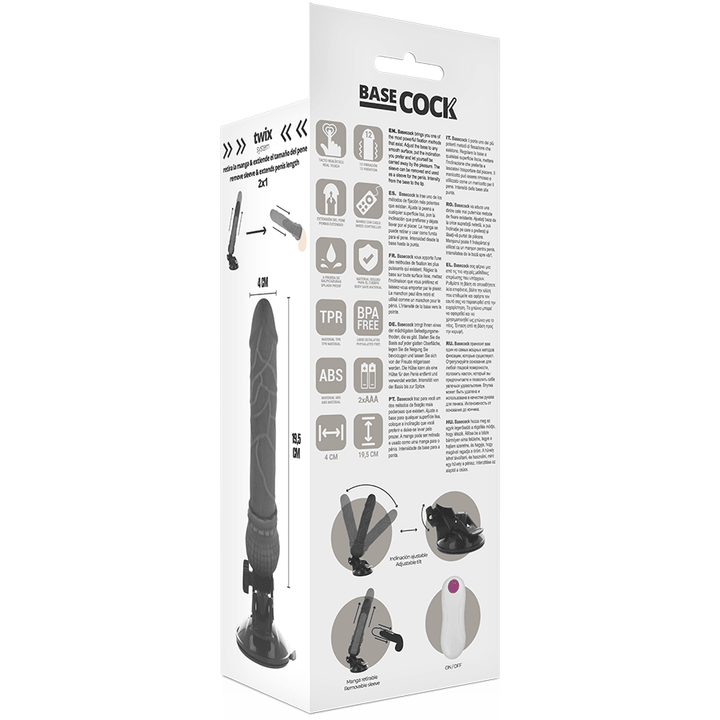 BASECOCK - REALISTISCHER VIBRATOR MIT FERNBEDIENUNG SCHWARZ 19.5 CM -O- - CM - INTIM SPACE Online Sexshop