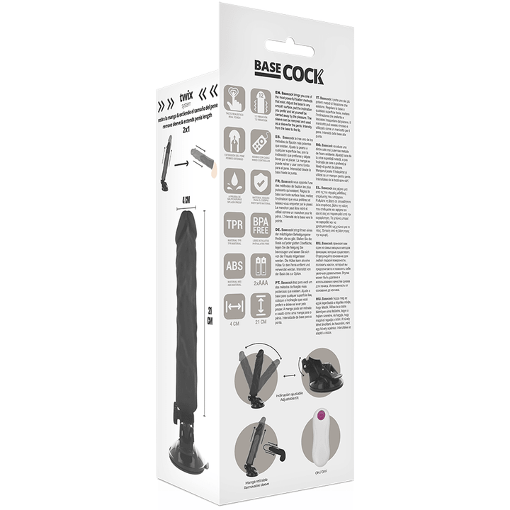 BASECOCK - REALISTISCHER VIBRATOR MIT FERNBEDIENUNG SCHWARZ 21 CM -O- - CM - INTIM SPACE Online Sexshop