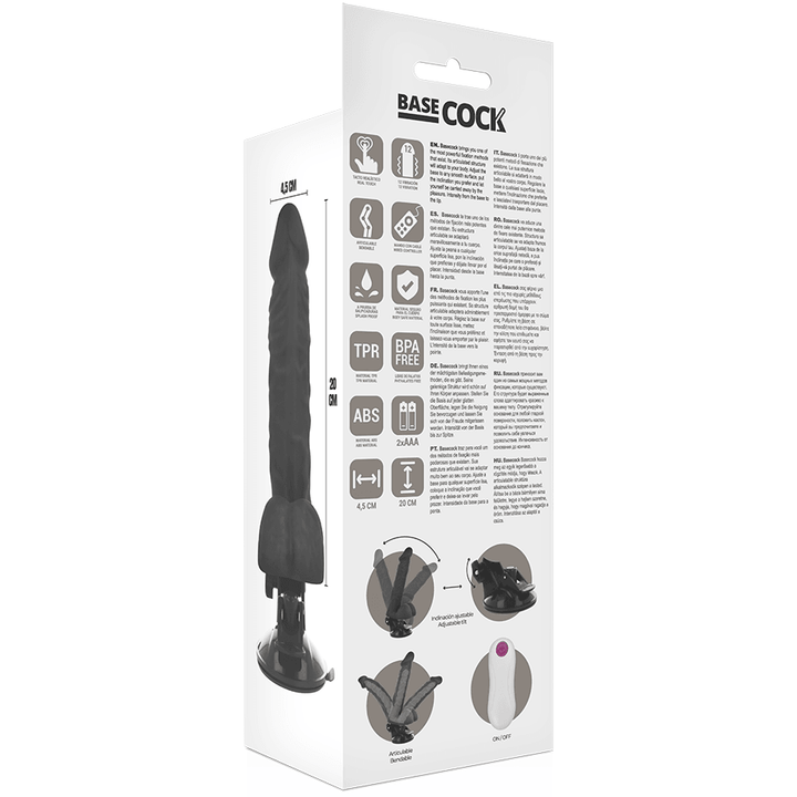 BASECOCK - ARTIKULIERBARER VIBRATOR MIT FERNBEDIENUNG SCHWARZ 20 CM -O- 4.5 CM - INTIM SPACE Online Sexshop