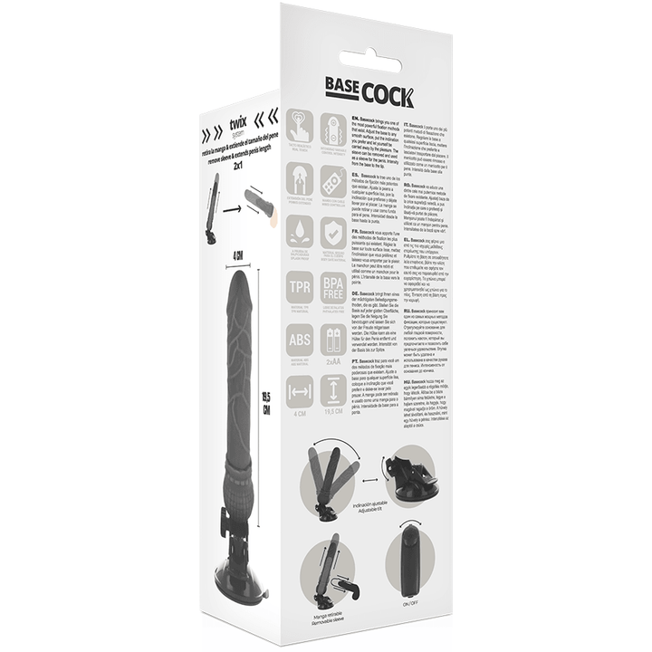 BASECOCK - REALISTISCHER VIBRATOR MIT FERNBEDIENUNG SCHWARZ 19.5 CM -O- - CM - INTIM SPACE Online Sexshop